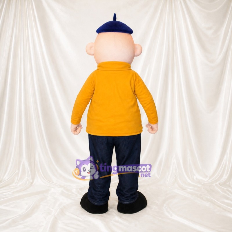 Yellow Cartoon Man Mascot Costume Full Body for Adults School Events