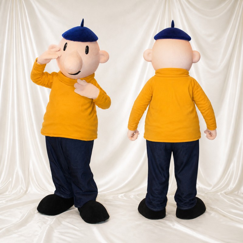 Yellow Cartoon Man Mascot Costume Full Body for Adults School Events