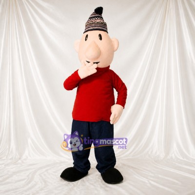 Red Cartoon Man Mascot Costume Full Body for Adults School Events