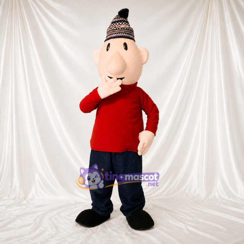 Red Cartoon Man Mascot Costume Full Body for Adults School Events