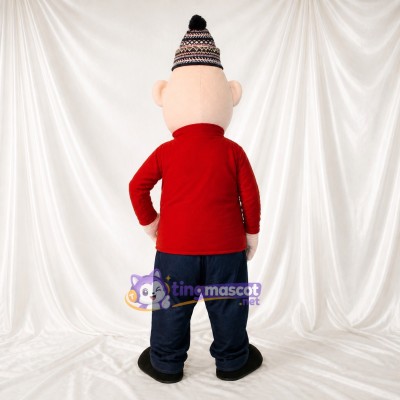 Red Cartoon Man Mascot Costume Full Body for Adults School Events