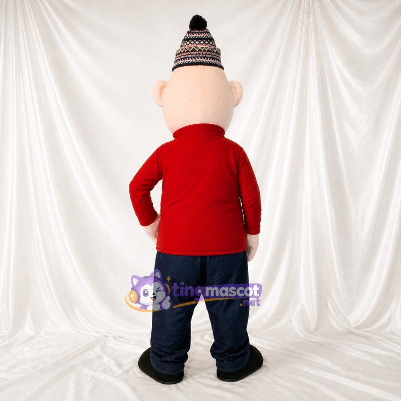 Red Cartoon Man Mascot Costume Full Body for Adults School Events