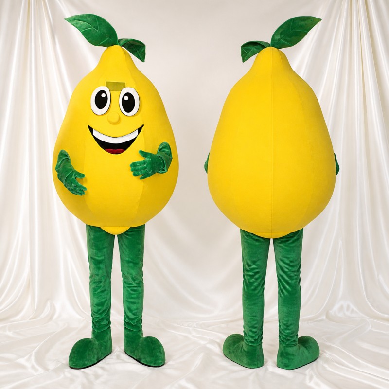 Yellow Pear Mascot Costume Full Body for Adults Food Events