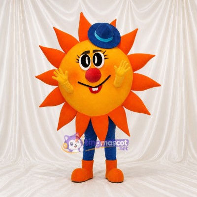 Orange Sun Character Mascot Costume Full Body for Adults School Events