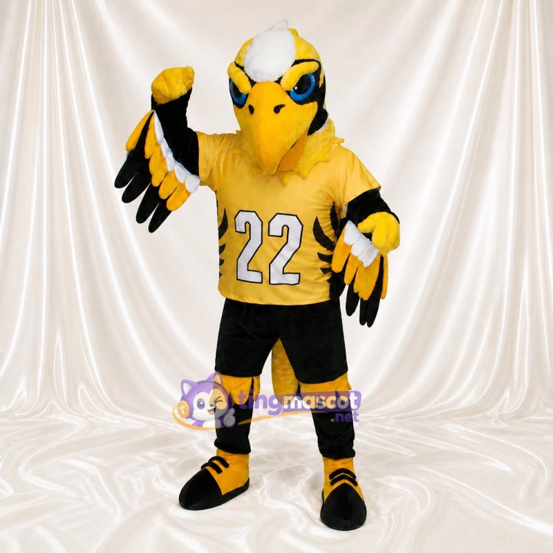 Aigle athlète jaune Costume de mascotte intégral pour adultes Événements sportifs