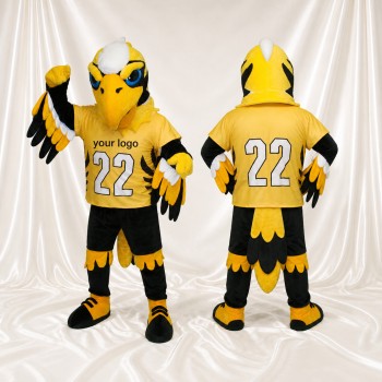 Aigle athlète jaune Costume de mascotte intégral pour adultes Événements sportifs