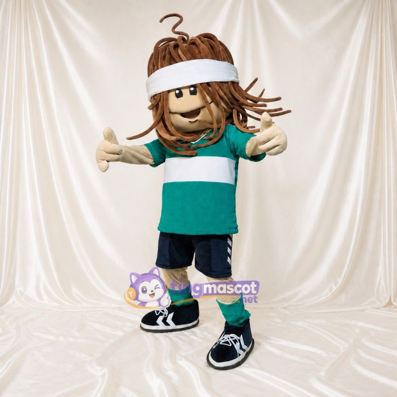 Brown Athlete Boy Mascot Costume Full Body for Adults Sports Events