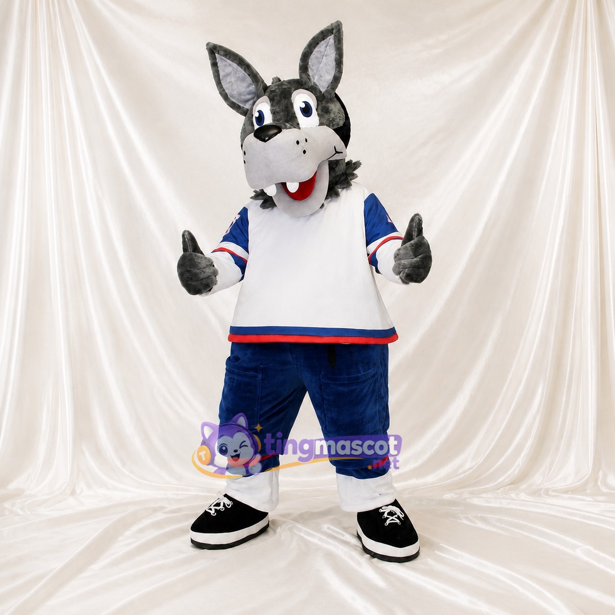 Athlète Loup en Uniforme d'Équipe Costume de mascotte intégral pour adultes Événements sportifs