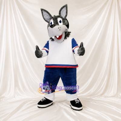 Athlète Loup en Uniforme d'Équipe Costume de mascotte intégral pour adultes Événements sportifs