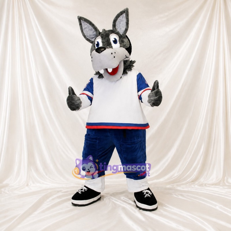 Athlète Loup en Uniforme d'Équipe Costume de mascotte intégral pour adultes Événements sportifs