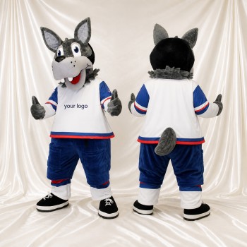 Athlète Loup en Uniforme d'Équipe Costume de mascotte intégral pour adultes Événements sportifs