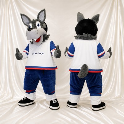 Athlète Loup en Uniforme d'Équipe Costume de mascotte intégral pour adultes Événements sportifs