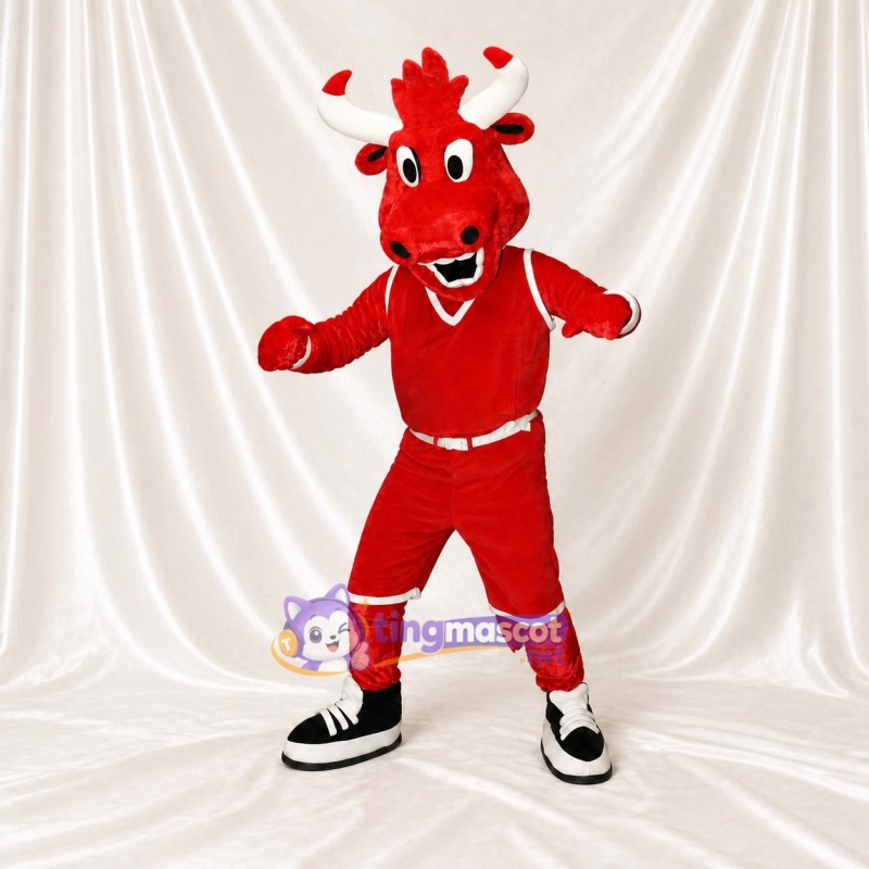 Équipe Athlète taureau en uniforme Costume de mascotte intégral pour adultes Événements sportifs