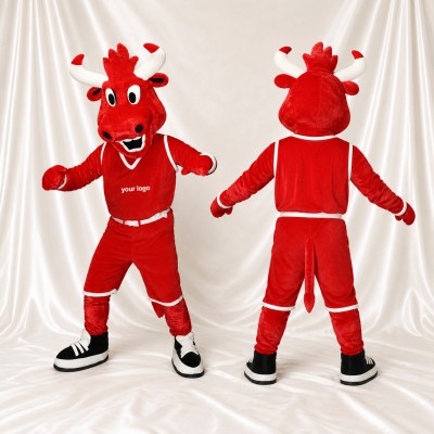 Équipe Athlète taureau en uniforme Costume de mascotte intégral pour adultes Événements sportifs