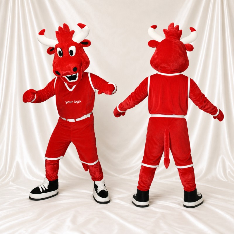 Équipe Athlète taureau en uniforme Costume de mascotte intégral pour adultes Événements sportifs