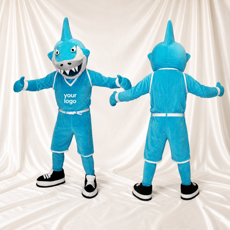 Teal Shark Athlet Maskottchenkostüm Ganzkörper für Erwachsene Sportveranstaltungen