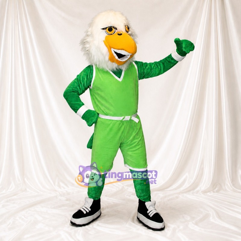 Aigle athlète en uniforme d'équipe blanc Costume de mascotte intégral pour adultes Sports