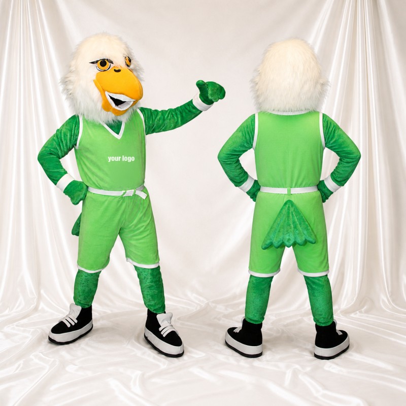 Aigle athlète en uniforme d'équipe blanc Costume de mascotte intégral pour adultes Sports