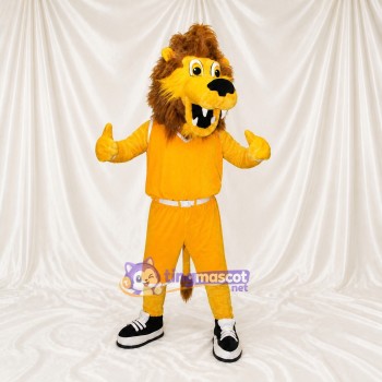 Yellow Lion Athlete Mascot Costume Full Body for Adults Sports Events