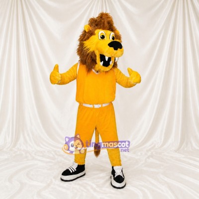 Yellow Lion Athlete Mascot Costume Full Body for Adults Sports Events