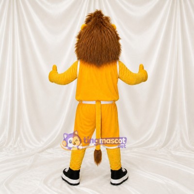 Yellow Lion Athlete Mascot Costume Full Body for Adults Sports Events