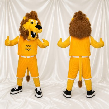 Yellow Lion Athlete Mascot Costume Full Body for Adults Sports Events