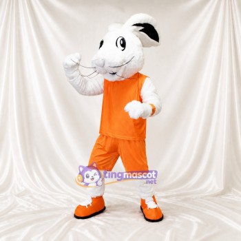 Costume de mascotte lapin blanc athlète intégral pour adultes – événements sportifs