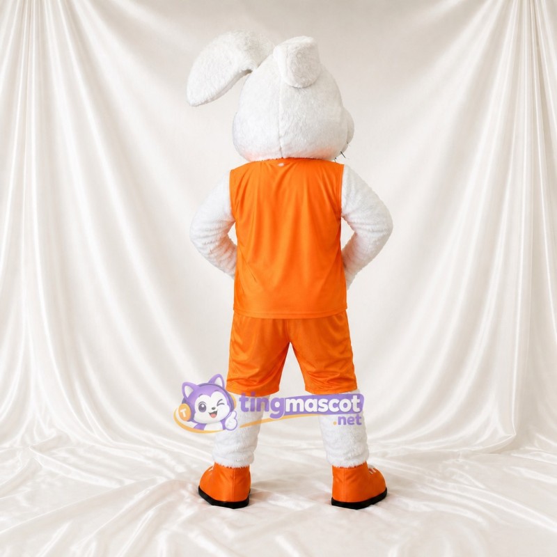 Costume de mascotte lapin blanc athlète intégral pour adultes – événements sportifs