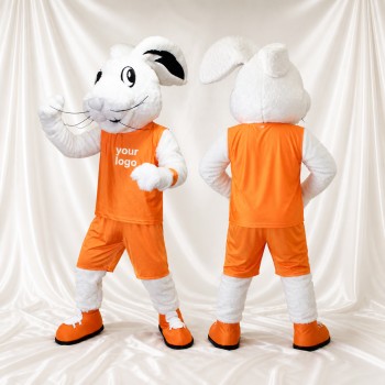 Costume de mascotte lapin blanc athlète intégral pour adultes – événements sportifs
