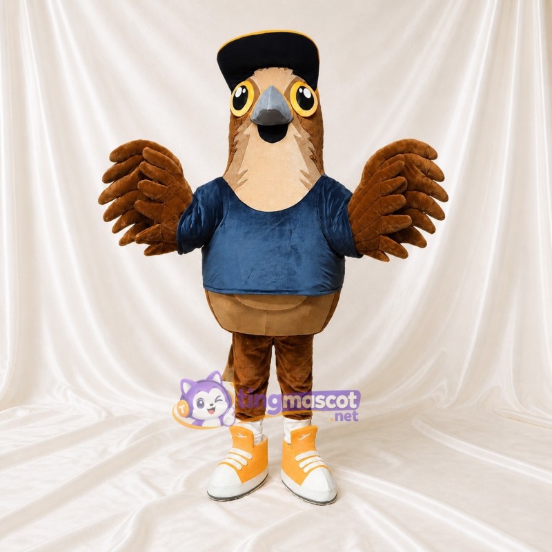 Braune Teamuniform Adler Athlet Maskottchenkostüm Ganzkörper für Erwachsene Sport