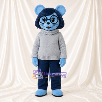 Light Blue Mouse Mascot Costume Full Body for Adults School Events