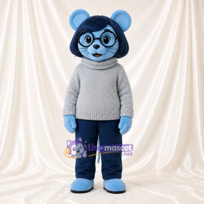 Light Blue Mouse Mascot Costume Full Body for Adults School Events