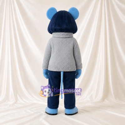 Light Blue Mouse Mascot Costume Full Body for Adults School Events