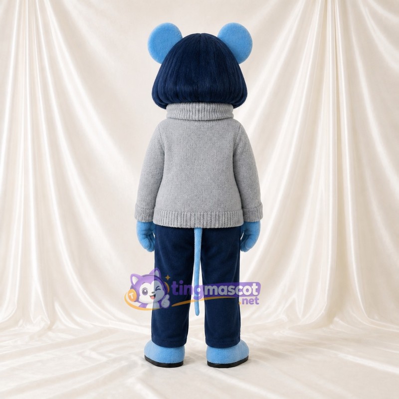 Light Blue Mouse Mascot Costume Full Body for Adults School Events