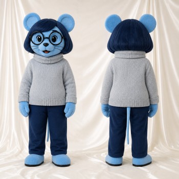 Light Blue Mouse Mascot Costume Full Body for Adults School Events