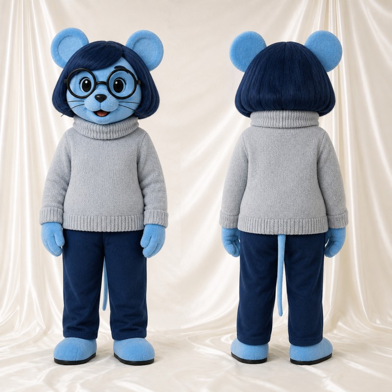 Light Blue Mouse Mascot Costume Full Body for Adults School Events
