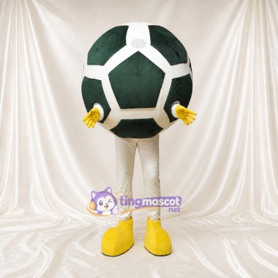 Dark Green Soccer Ball Mascot Costume Full Body for Adults Sports Events