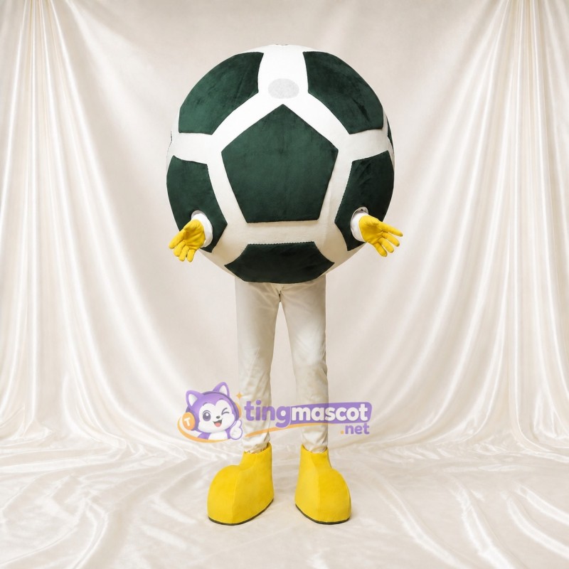 Dark Green Soccer Ball Mascot Costume Full Body for Adults Sports Events
