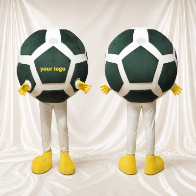 Dark Green Soccer Ball Mascot Costume Full Body for Adults Sports Events