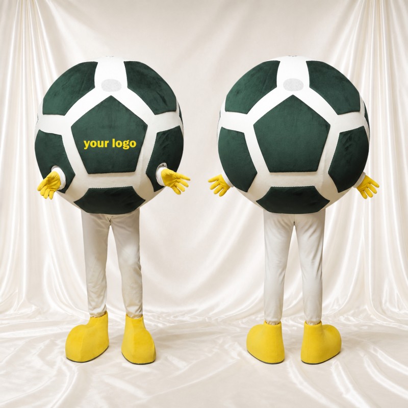 Dark Green Soccer Ball Mascot Costume Full Body for Adults Sports Events