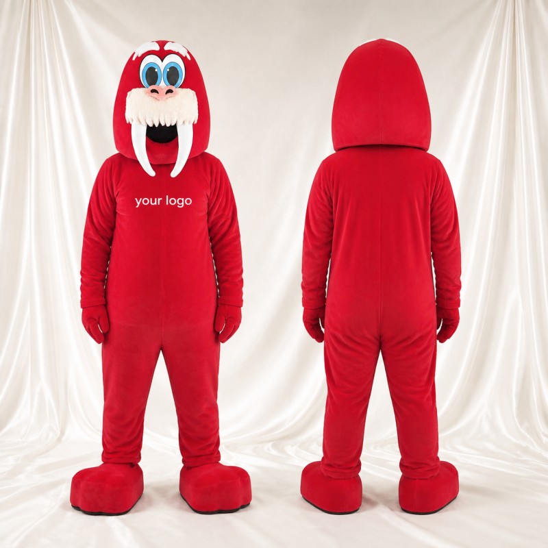 Red Monster Mascot Costume Full Body for Adults School Events