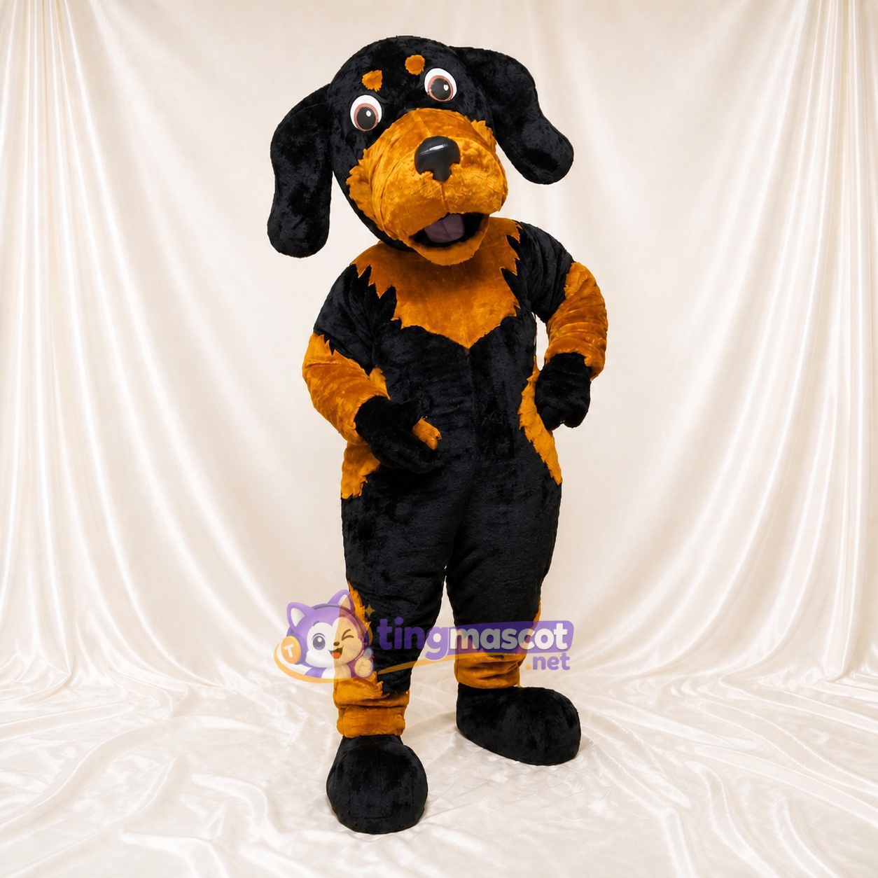 Black Construction Dog Mascot Costume Full Body for Adults School Events Black Construction Dog Mascot Costume Full Body for Adults School Events