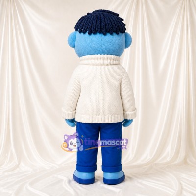 Blue Cartoon Boy Mascot Costume Full Body for Adults School Events