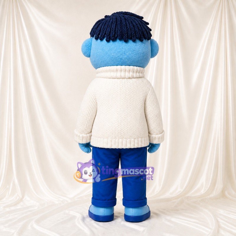 Blue Cartoon Boy Mascot Costume Full Body for Adults School Events