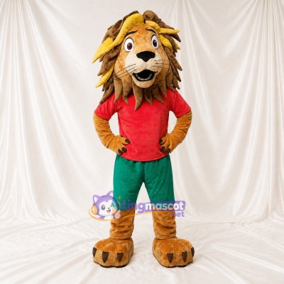 Brown Team Uniform Lion Athlete Mascot Costume Full Body for Adults Sports