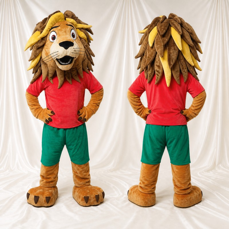 Brown Team Uniform Lion Athlete Mascot Costume Full Body for Adults Sports