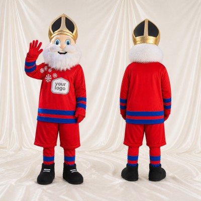 Saint Nicholas Hockey Player Mascot Costume Full Body for Adults Events