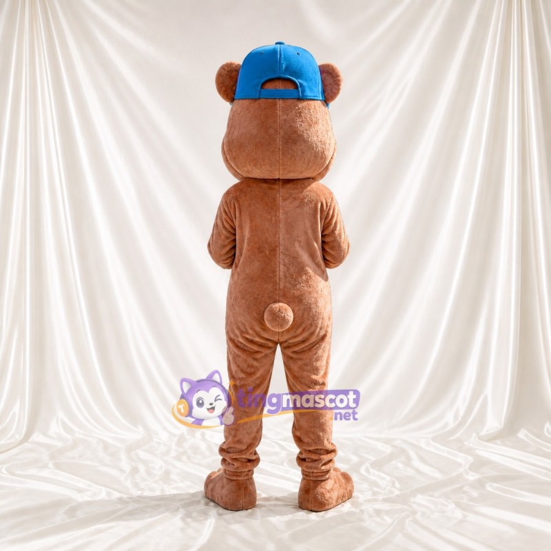 Brown and Blue Bear Mascot Costume Full Body for Adults School Events