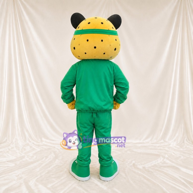 Yellow Leopard Athlete Mascot Costume Full Body for Adults Sports Events