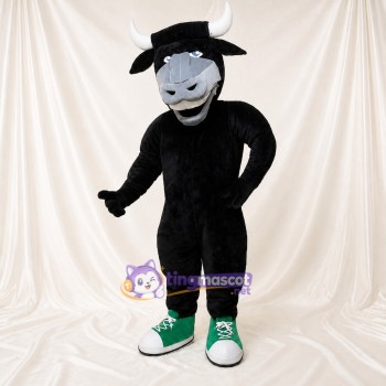 Black Bull Athlete Mascot Costume Full Body for Adults Sports Events
